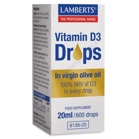 Comprar online VITAMINA D3 GOTAS 20 ML 600 GOTAS de LAMBERTS. Imagen 1