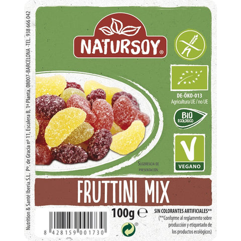 Comprar online GOMINOLAS FRUTINNI MIX  ECOLOGICAS 100 gr de NATURSOY. Imagen 1