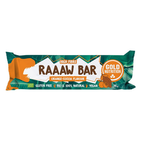 Comprar online RAAAW BAR CHOCOLATE/NARANJA 35g 15 UN de GOLD NUTRION. Imagen 1