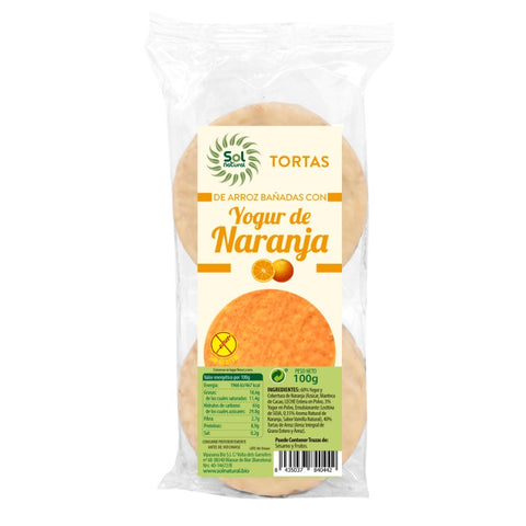 Comprar online TORTAS DE ARROZ YOGUR Y NARANJA 100 g de SOLNATURAL. Imagen 1