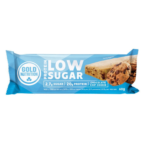 Comprar online T.PROT BAR LOW SUGAR CHOCO CHIP COOKIE 60 G 10 UN de GOLD NUTRION. Imagen 1