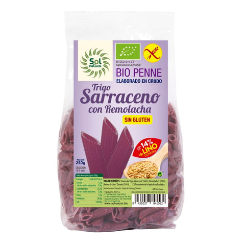 Comprar online PENNE T.SARRACENO REMOLACHA-LINO BIO S/G 250 g de SOLNATURAL. Imagen 1