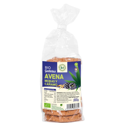 Comprar online GALLETAS DE AVENA MORAS Y CAðAMO BIO 200 g de SOLNATURAL. Imagen 1