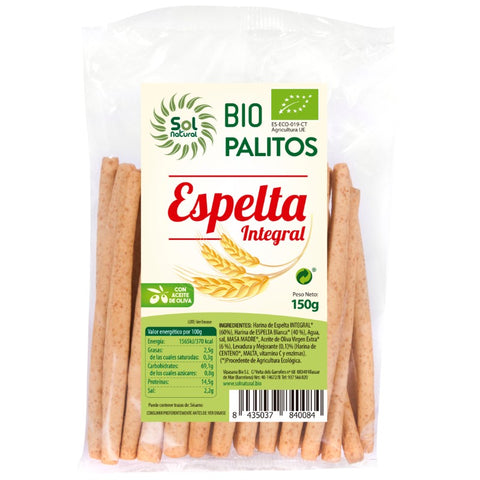 Comprar online PALITOS DE ESPELTA INTEGRAL BIO 150 g de SOLNATURAL. Imagen 1