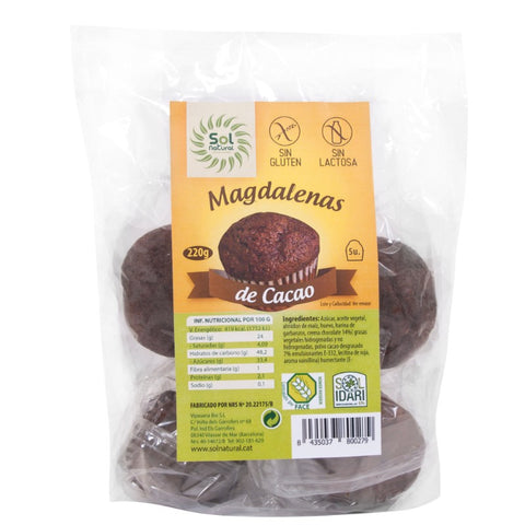 Comprar online MAGDALENAS S/GLUTEN  SUPER-CHOC 5/U 190 g de SOLNATURAL. Imagen 1