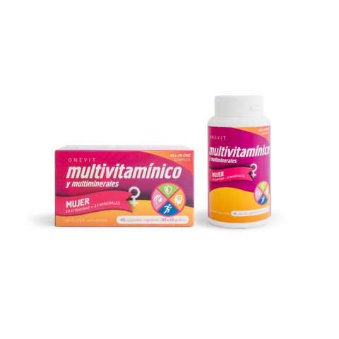 Comprar online ONEVIT MULTIVITAMINICO MUJER 30+15 Vcaps de SOLUPHARM. Imagen 1