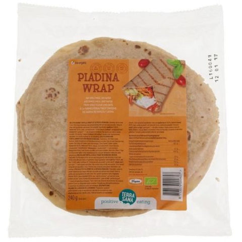 Comprar online PIADINA WRAP DE HARINA DE ESPELTA Y AVENA 240 G de TERRASANA. Imagen 1