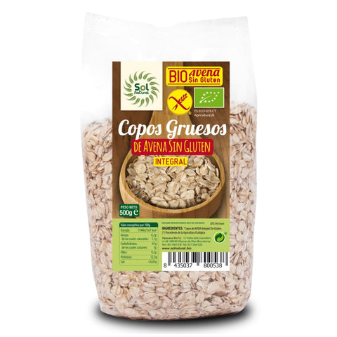 Comprar online COPOS DE AVENA GRUESOS SIN GLUTEN BIO 500 g de SOLNATURAL. Imagen 1