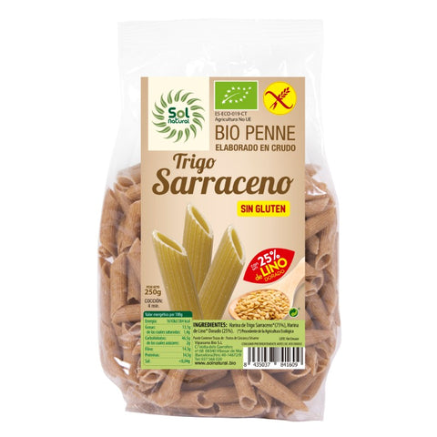 Comprar online PENNE TRIGO SARRACENO-LINO BIO S/GLUTEN 250 g de SOLNATURAL. Imagen 1