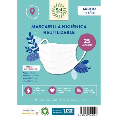 Comprar online MASCARILLA ALGODON ADULTO (+12 AÑOS) de SOLNATURAL. Imagen 1