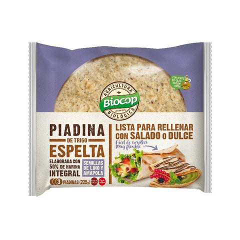 Comprar online PIADINA TRIGO ESPELTA LINO AMAPOLA BIOCOP 225 G de BIOCOP. Imagen 1