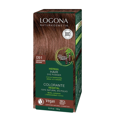 Comprar online COLORANTE VEGETAL 091 CASTAðO CHOCOLATE 2 x 50gr de LOGONA. Imagen 1