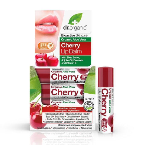 Comprar online BALSAMO LABIAL DE ALOE VERA Y CEREZA 5,7 ml de DR ORGANIC. Imagen 1