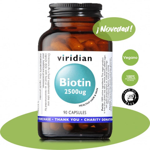 Comprar online BIOTINA 2500 ug 90 Vcaps de VIRIDIAN. Imagen 1