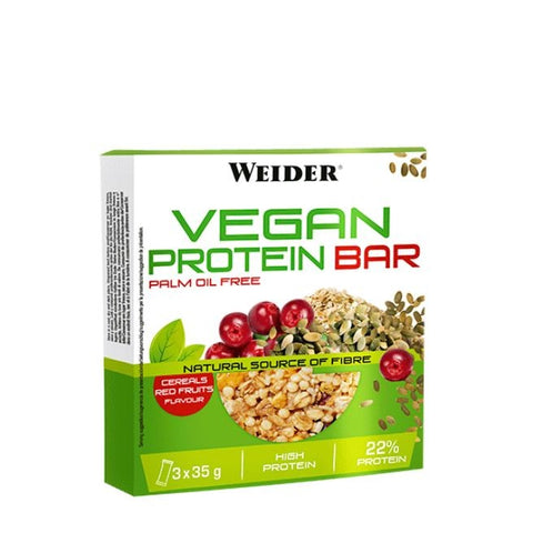 Comprar online VEGAN PROTEIN BAR FRUTOS ROJOS 3 U. 35 G de WEIDER. Imagen 1