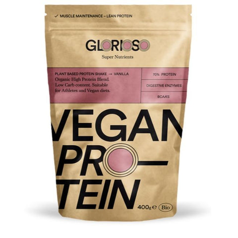 Comprar online VEGAN PROTEIN VAINILLA 400 gramos de GLORIOSO SUPER NUTRIENTS. Imagen 1