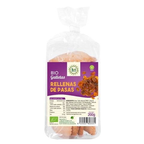 Comprar online GALLETAS RELLENAS DE PASAS BIO 200 g de SOLNATURAL. Imagen 1