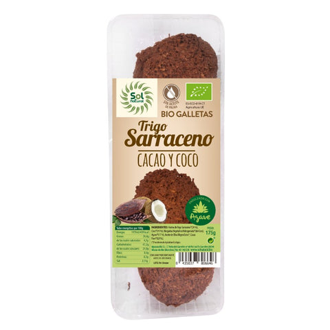 Comprar online GALLETAS DE T.SARRACENO COCO-CACAO BIO 175 g de SOLNATURAL. Imagen 1