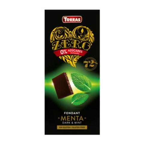 Comprar online ZERO CHOCOLATE NEGRO 72% CACAO CON MENTA 100 gr de TORRAS. Imagen 1