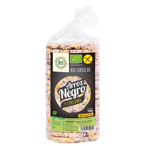 Comprar online TORTAS DE ARROZ NEGRO Y CURCUMA BIO 100 g de SOLNATURAL. Imagen 1