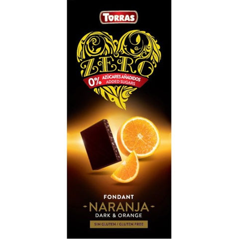 Comprar online ZERO CHOCOLATE NEGRO CON NARANJA 125 gr de TORRAS. Imagen 1