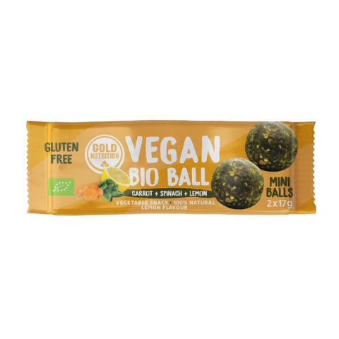 Comprar online VEGAN BIO BALL ENERGY LEMON, SPINACH AND CARROT 34 de GOLD NUTRION. Imagen 1