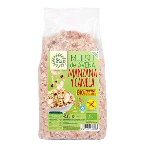 Comprar online MUESLI AVENA MANZANA-CANELA S/G BIO 425 g de SOLNATURAL. Imagen 1