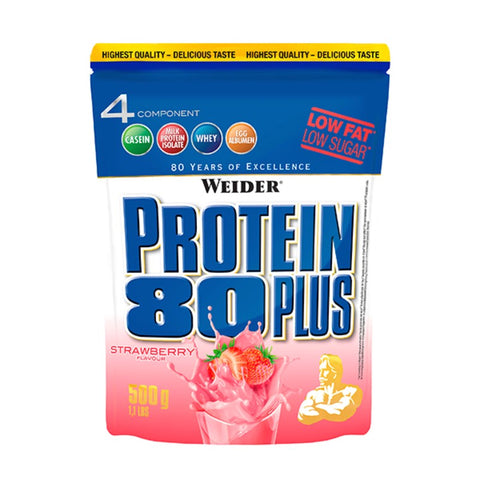 Comprar online PROTEIN 80 PLUS FRESA 500 G de WEIDER. Imagen 1