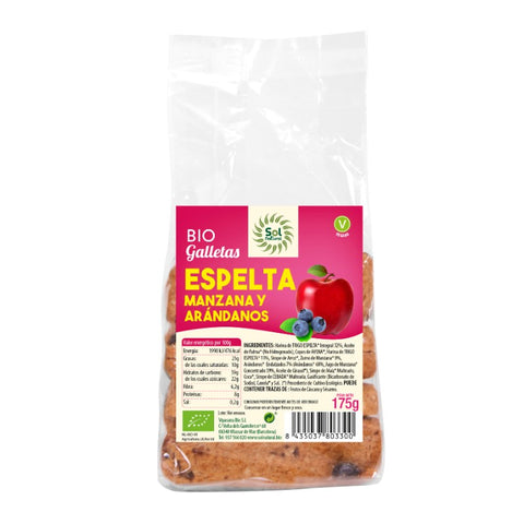 Comprar online GALLETAS ESPELTA MANZANA-ARANDANOS BIO 175 g de SOLNATURAL. Imagen 1