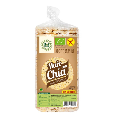 Comprar online TORTAS DE MAIZ CON CHIA BIO SIN GLUTEN 120 g de SOLNATURAL. Imagen 1
