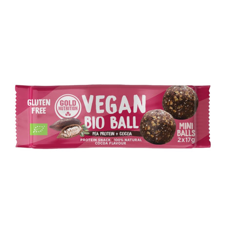 Comprar online VEGAN BIO BALL ENERGY PEA PROTEIN AND COCOA 34 G de GOLD NUTRION. Imagen 1