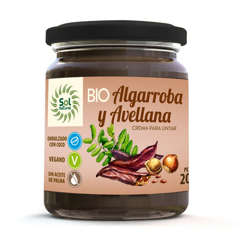 Comprar online CREMA DE ALGARROBA Y AVELLANAS BIO 200 g de SOLNATURAL. Imagen 1