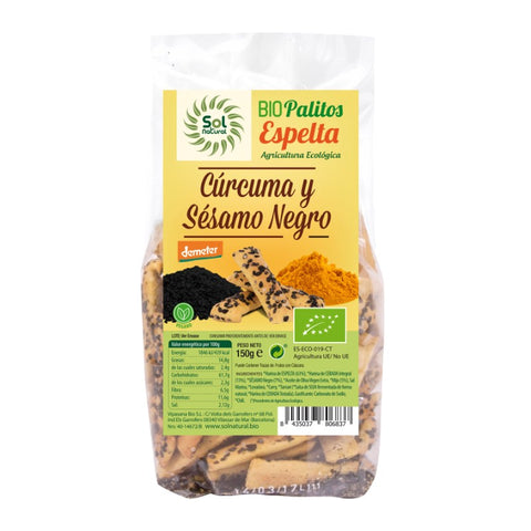Comprar online PALITOS DE CURCUMA Y SESAMO NEGRO BIO 150 g de SOLNATURAL. Imagen 1