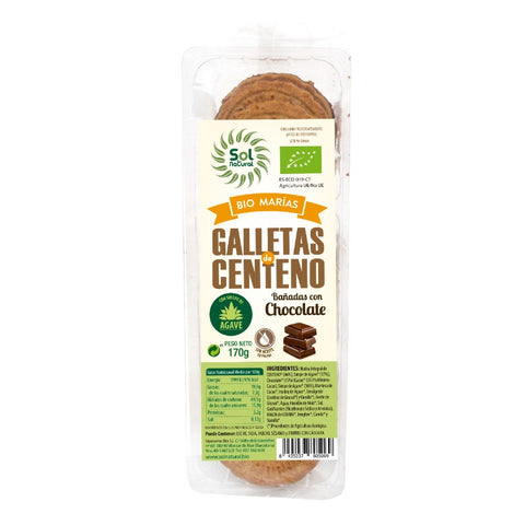 Comprar online GALLETA CENTENO BAðADA CHOCOLATE BIO 170 g de SOLNATURAL. Imagen 1
