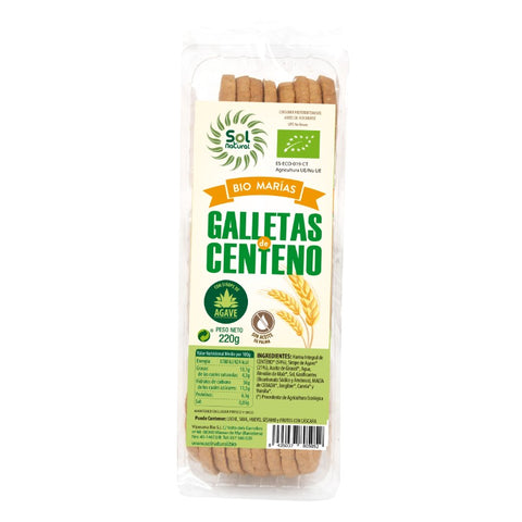 Comprar online GALLETA CENTENO CON SIROPE DE AGAVE BIO 220 g de SOLNATURAL. Imagen 1