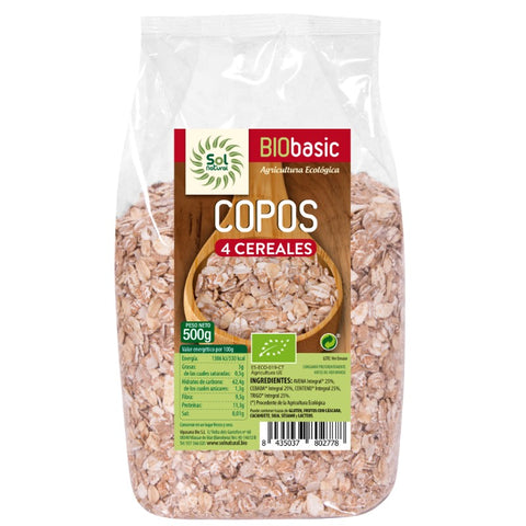Comprar online COPOS DE 4 CEREALES BIO 500 g de SOLNATURAL. Imagen 1