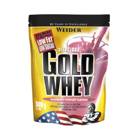 Comprar online GOLD WHEY  FRESA 500 G de WEIDER. Imagen 1