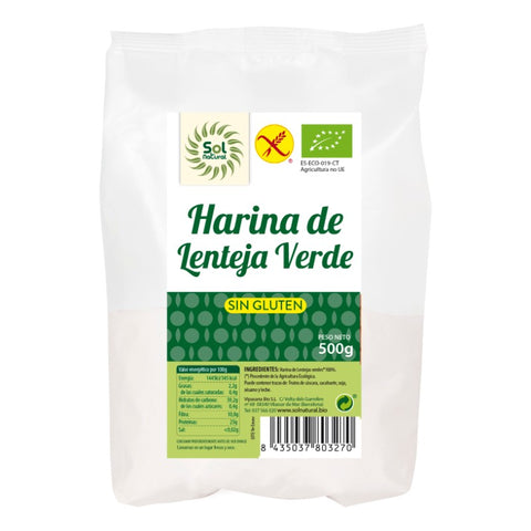 Comprar online HARINA DE LENTEJA VERDE SIN GLUTEN BIO 500 g de SOLNATURAL. Imagen 1