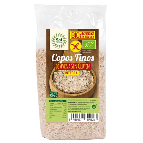 Comprar online COPOS DE AVENA FINOS SIN GLUTEN BIO 500 g de SOLNATURAL. Imagen 1