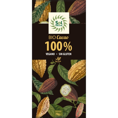 Comprar online TABLETA DE CACAO PURO 100% BIO 70 g de SOLNATURAL. Imagen 1