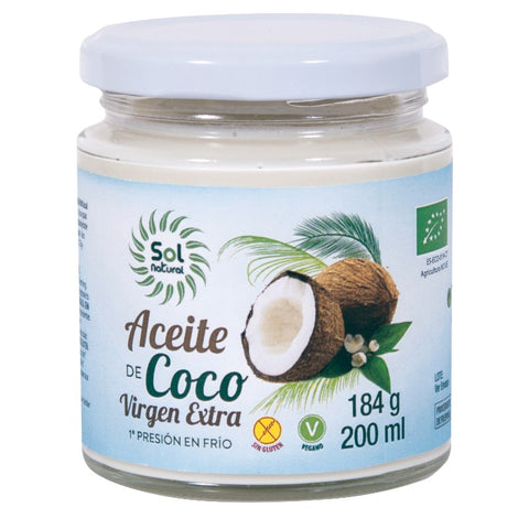 Comprar online ACEITE DE COCO VIRGEN EXTRA PEQUEðO BIO 200 ml de SOLNATURAL. Imagen 1