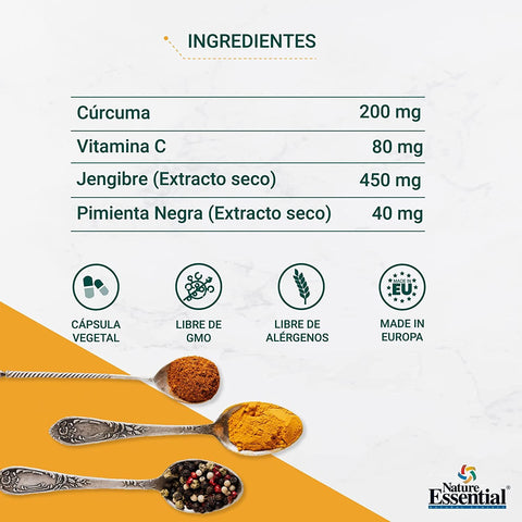 Cúrcuma, vitamina C, Jengibre y pimienta negra