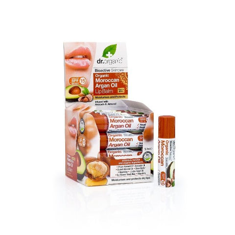 Comprar online BALSAMO LABIAL ARGAN, AGUACATE Y ALMENDRA de DR ORGANIC. Imagen 1