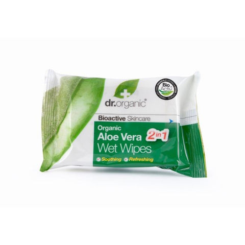Comprar online TOALLITAS HUMEDAS DE ALOE VERA 20 ud de DR ORGANIC. Imagen 1