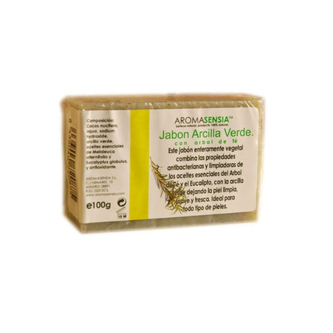 Comprar online JABON ARCILLA VERDE CON ARBOL DE TE 100G de AROMASENSIA. Imagen 1