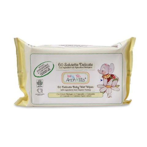 Comprar online TOALLITAS BABY DELICADAS DE MANZANILLA Y CALENDULA de ANTHYLLIS  BABY. Imagen 1