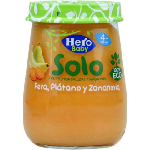 Comprar online HERO PERA-PLATANO-ZANAHORIA ECO SOLO FRUTA 120g de HERO BIO. Imagen 1