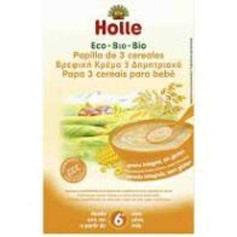 Comprar online PAPILLA 3 CEREALES +6 MESES SIN GLUTEN 250g de HOLLE. Imagen 1