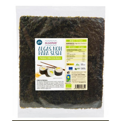 Comprar online ALGA NORI SUSHI 10 HOJAS 25 G DELIALGA de ALGAMAR. Imagen 1